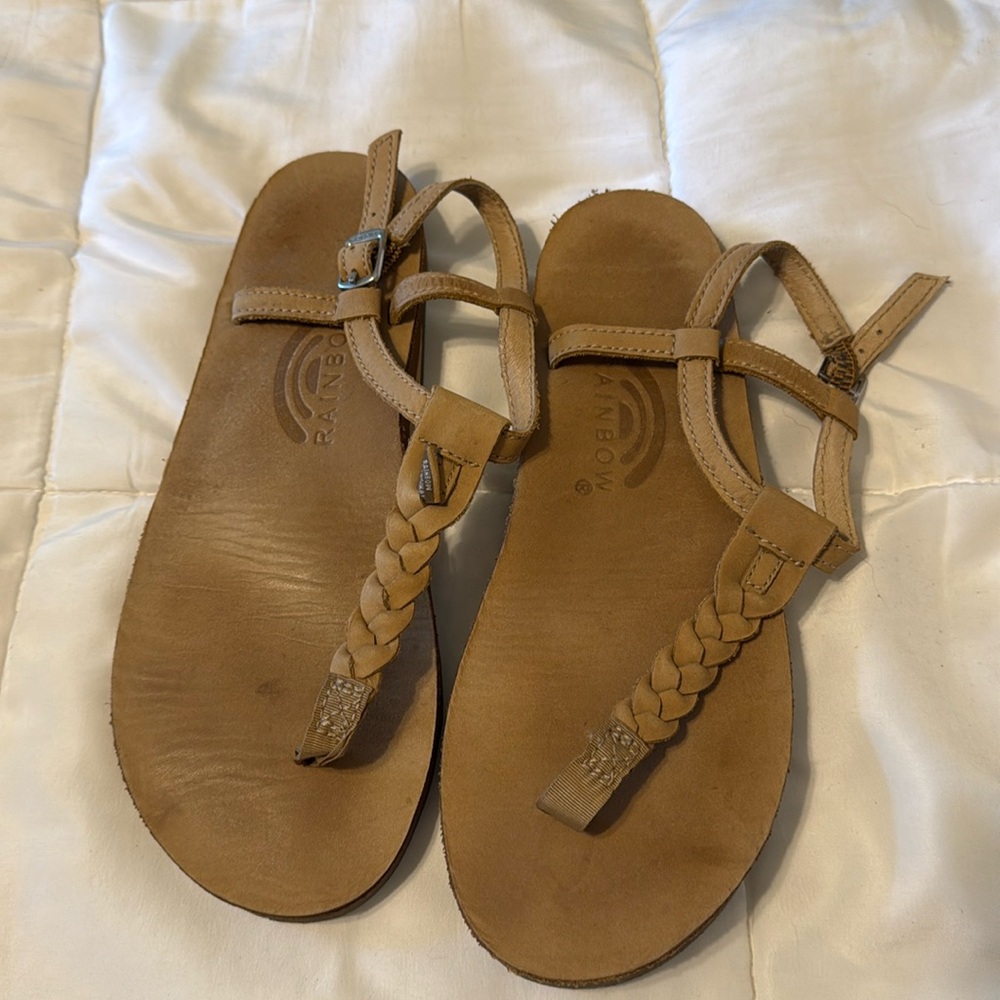 Rainbow sandals, Tan color barely used. LEATHER